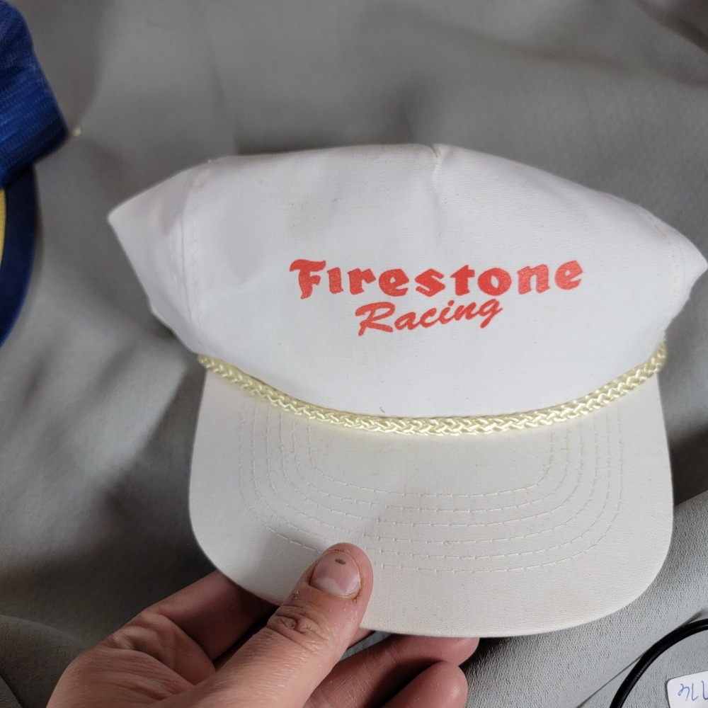 Vintage Snapback Trucker Rope Fire Stone Firestone Racing Adult‎ Hat Cap White